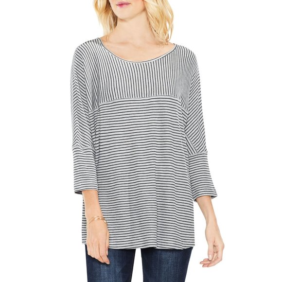 NWT Large Vince Camuto Contrast Stripe Knit Top - Picture 1 of 4